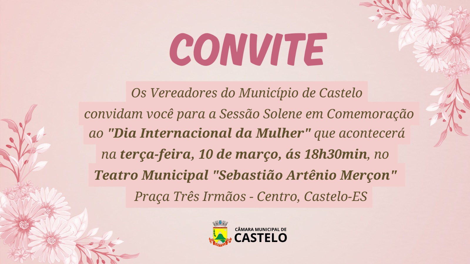 Convite Sessão Solene do Dia Internacional da Mulher